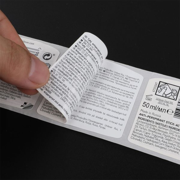 Double layer peel off packaging label with custom print