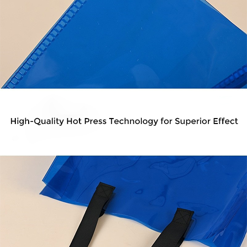 Custom clear PVC tote bags with colorful design and sturdy handles