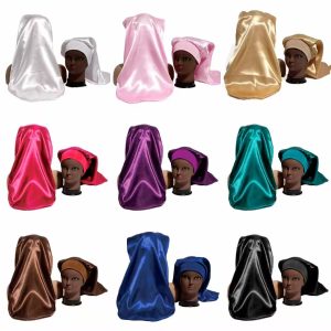 Assorted colorful satin hair bonnets for wig and natural hair protection