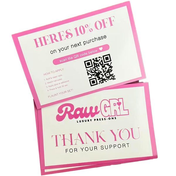 Pink coupon thank you card for business