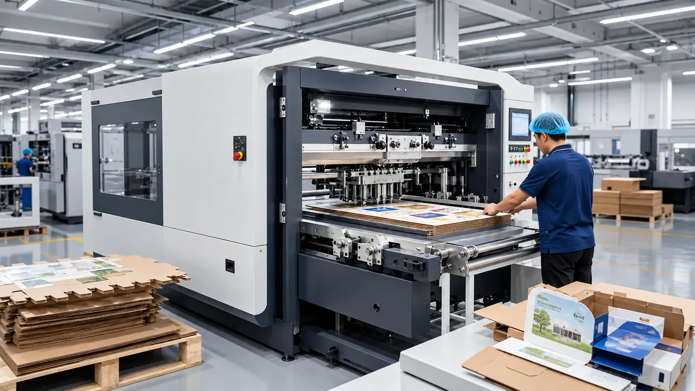 Automated die-cutting equipment producing custom paper packaging