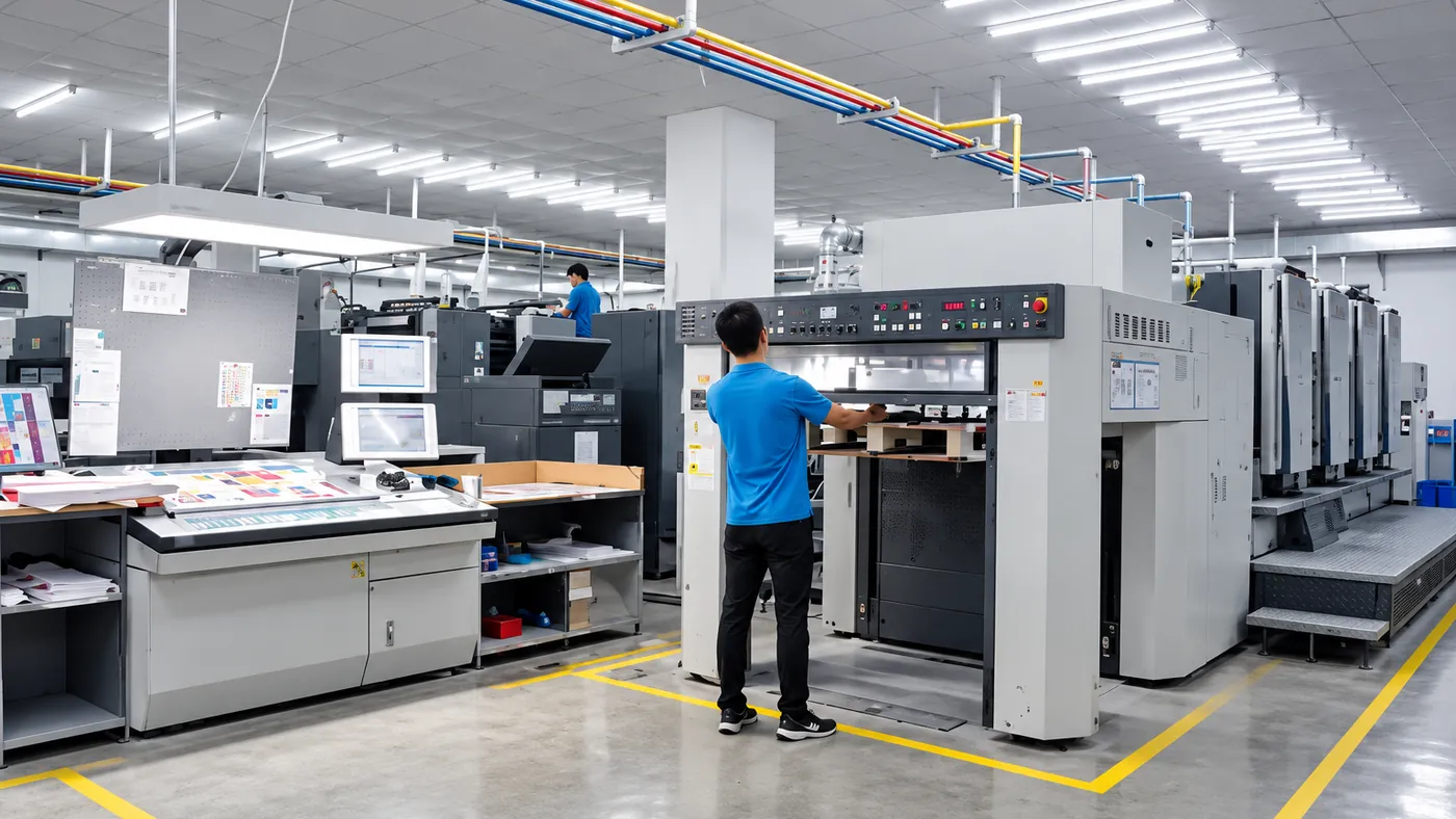 Custom packaging printing production line at Nuocheng Packaging factory