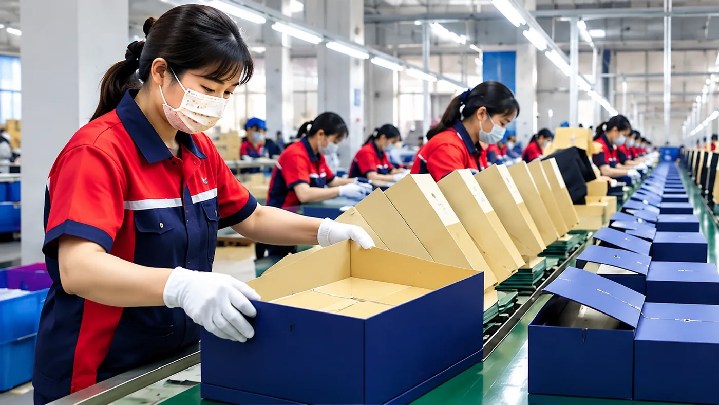 Quality inspection and packing line for custom packaging orders