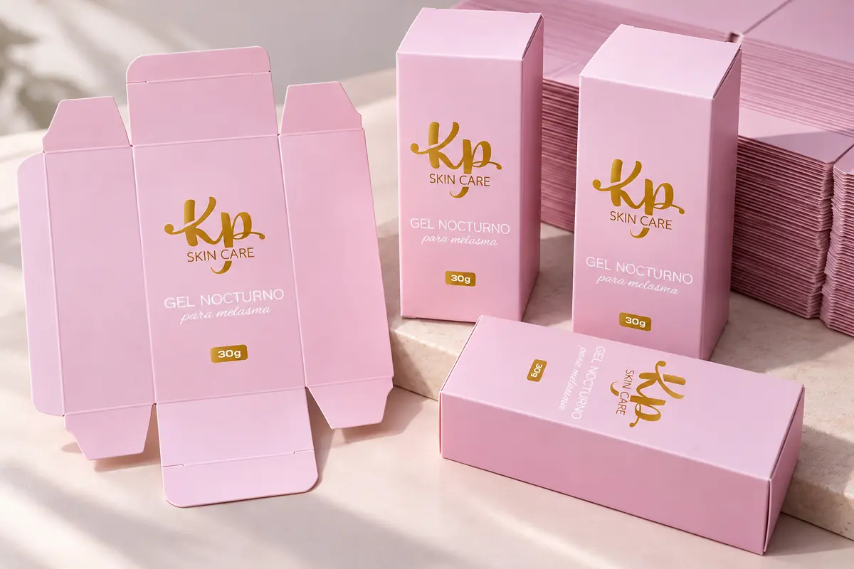 Custom printed paper card boxes with finished boxes and unfolded box structure